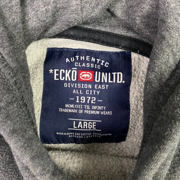 Y2K Ecko Unltd Hoodie Men's Large Fits like Medium Gray Vintage - Picture 6 of 9